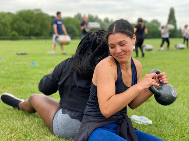 Group outdoor fitness classes with friends