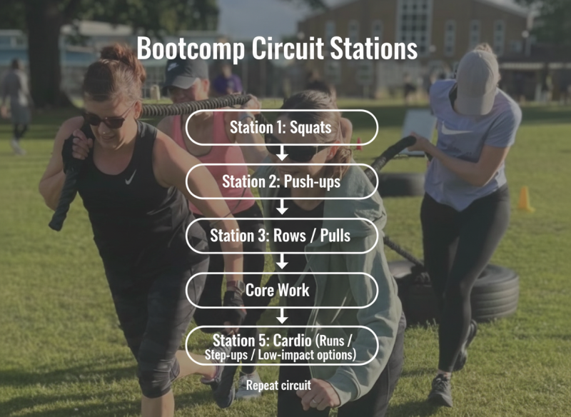 Bootcamp classes - circuit training flow chart