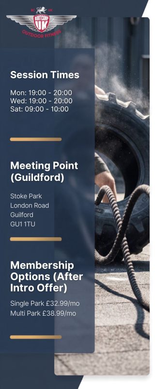 Boot camp exercise classes schedule - Guildford
