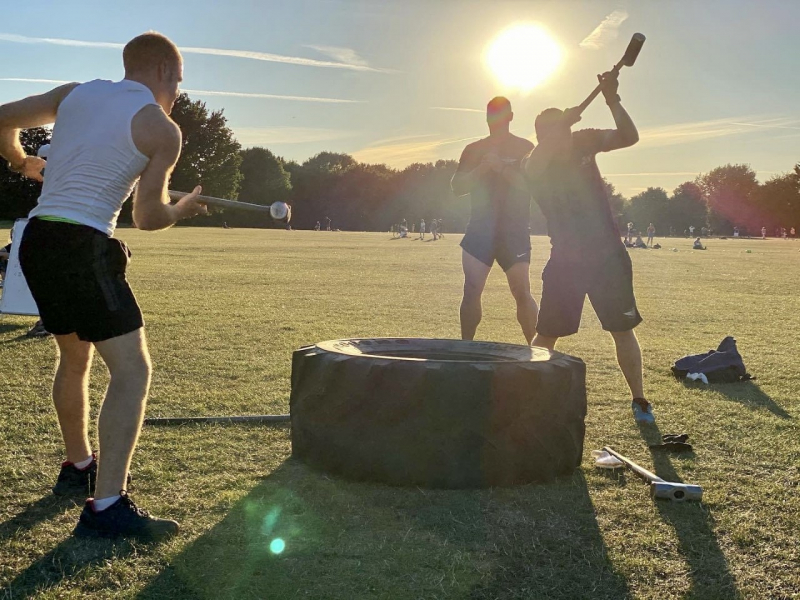 Bootcamp UK Group outdoor fitness classes, tyre smashes